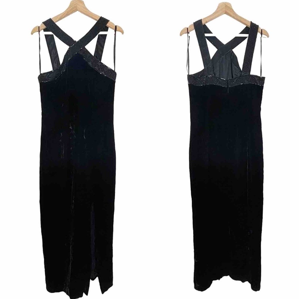 Rimini Velvet Halter Cocktail Long Dress Black Sz 12
